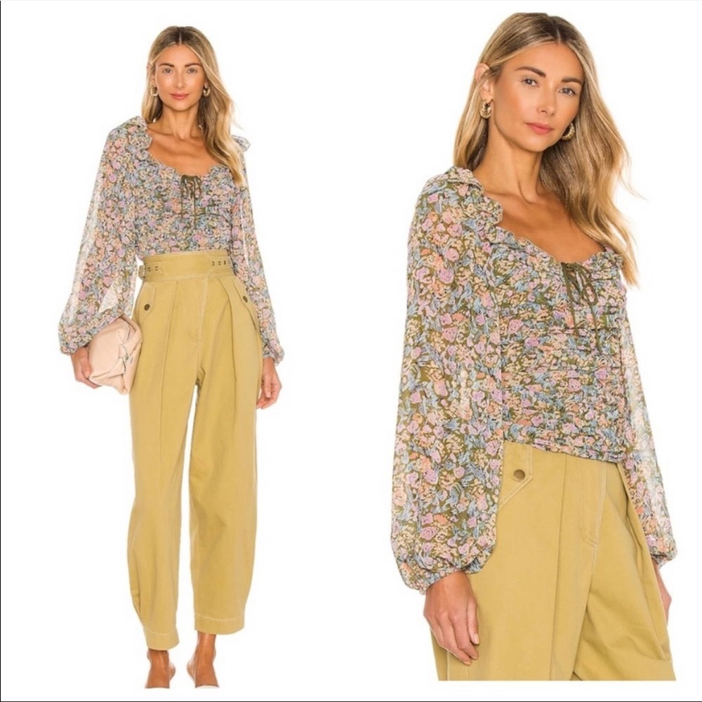 NWT Free People Mabel Lace up Floral Garden combo print